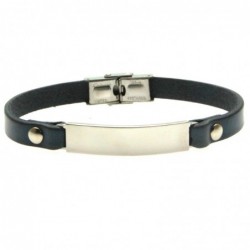 bracciale pelle uomo piastra acciaio
