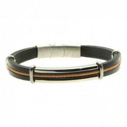 bracciale pelle uomo e cavetto acciaio