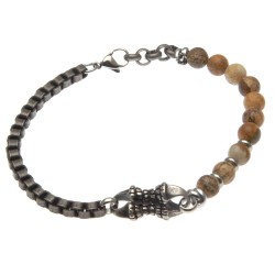 bracciale uomo acciaio invecchiato e pietre