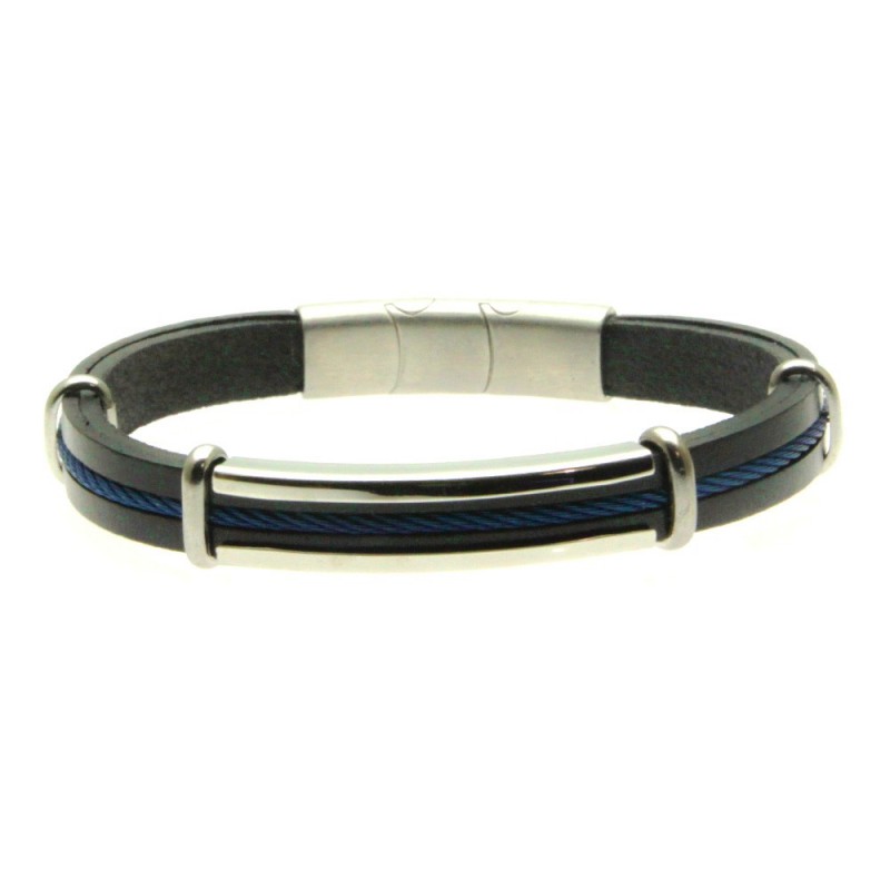 bracciale pelle uomo e acciaio