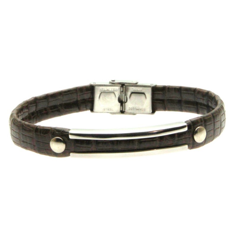 bracciale pelle uomo e acciaio