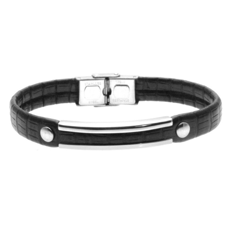 bracciale pelle uomo e acciaio