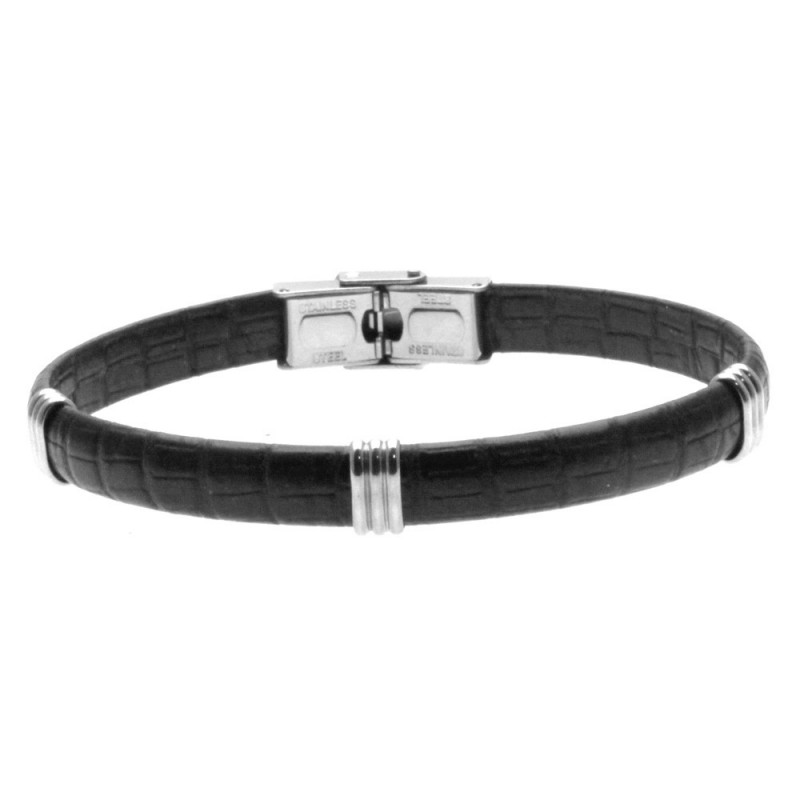 bracciale pelle uomo e acciaio