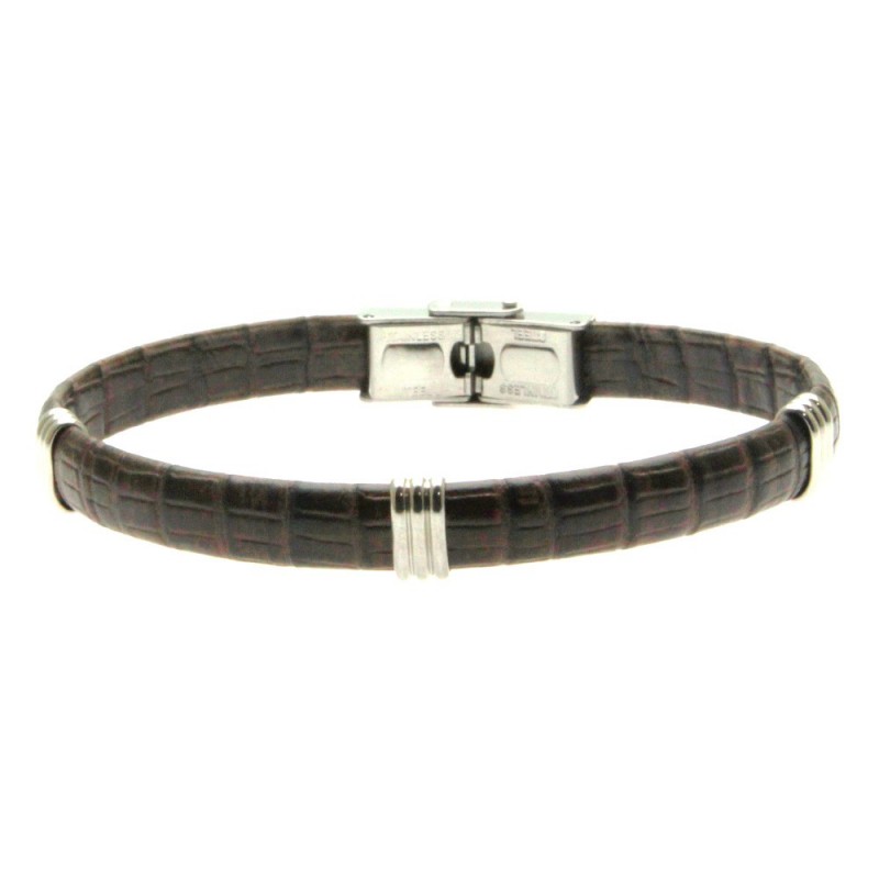 bracciale pelle uomo e acciaio