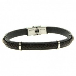 bracciale pelle uomo e acciaio