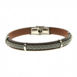 bracciale pelle uomo e acciaio