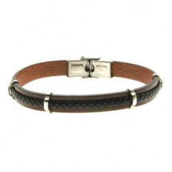 bracciale pelle uomo e acciaio