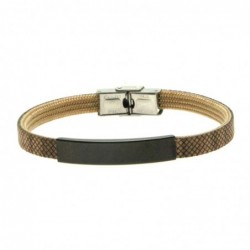 bracciale pelle uomo piastra acciaio