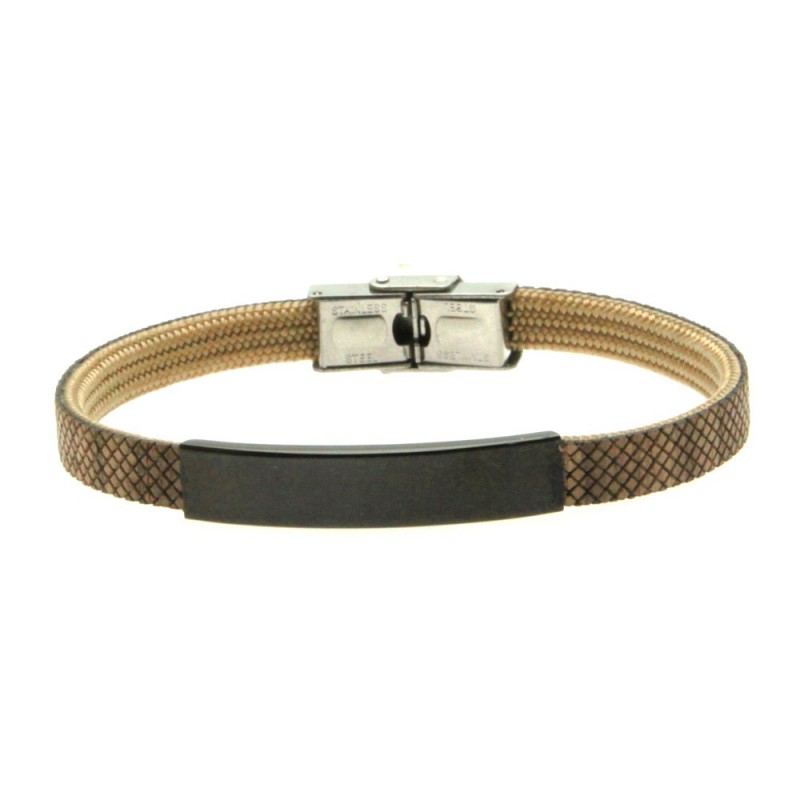 bracciale pelle uomo piastra acciaio