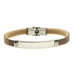 bracciale pelle uomo piastra acciaio