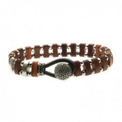 bracciale uomo legno e palline diamantate