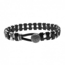 bracciale uomo legno e palline diamantate