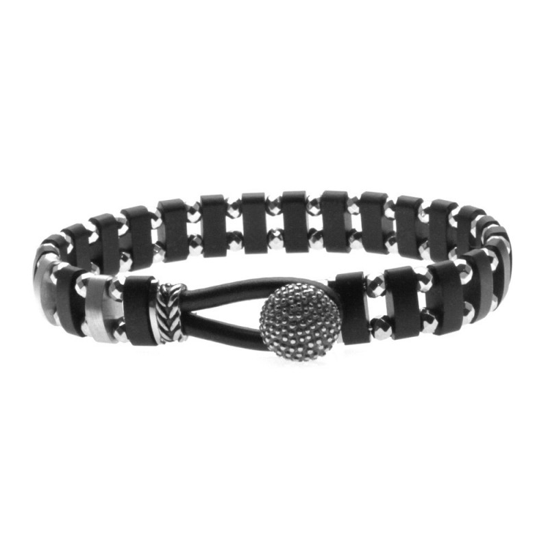 bracciale uomo legno e palline diamantate