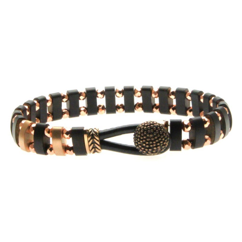 bracciale uomo legno e palline diamantate