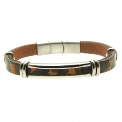 bracciale in pelle mimetica uomo e acciaio
