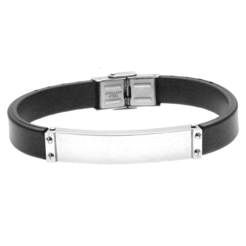 bracciale uomo caucciù e piastra acciaio