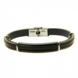 bracciale uomo pelle e acciaio