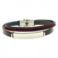 bracciale pelle uomo e piastra in acciaio