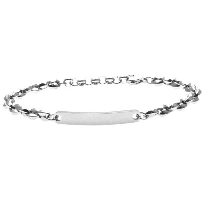 bracciale uomo acciaio piastra e catena marinara