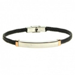 bracciale pelle umo con piastra acciaio