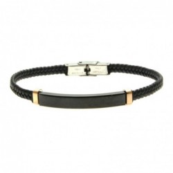 bracciale pelle umo con piastra acciaio