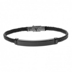 bracciale pelle umo con piastra acciaio