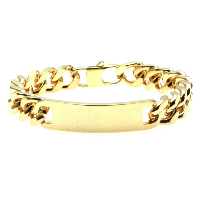 bracciale grumetta dorata con piastra in acciaio