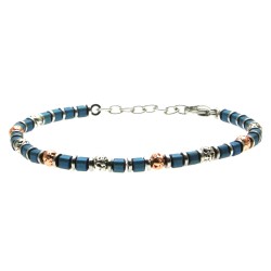 bracciale uomo acciaio e pietra lavica