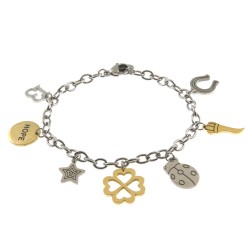 bracciale donna portafortuna acciaio