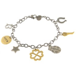 bracciale donna portafortuna acciaio