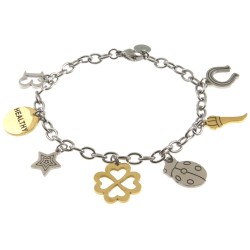bracciale donna portafortuna acciaio