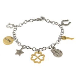 bracciale donna portafortuna acciaio