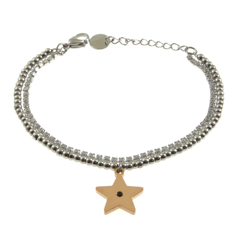 bracciale donna stella acciaio e strass