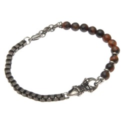 bracciale uomo acciaio invecchiato e pietre
