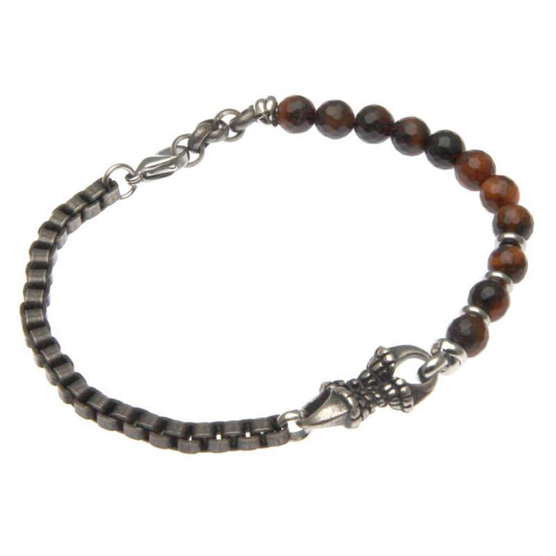 bracciale uomo acciaio invecchiato e pietre