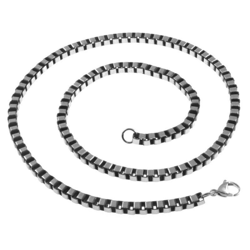 collana uomo grumetta quadrata in acciaio