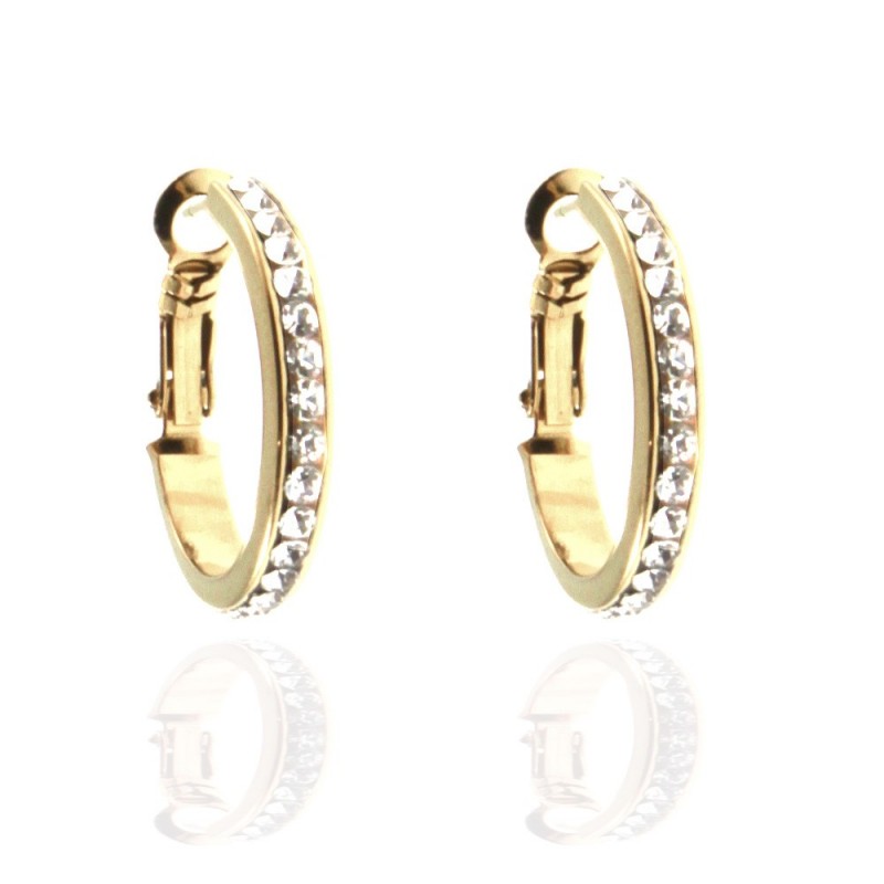 orecchini cerchio donna acciaio e strass