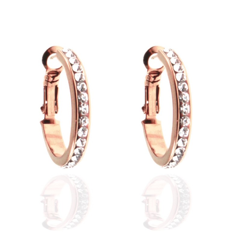 orecchini cerchio donna acciaio e strass