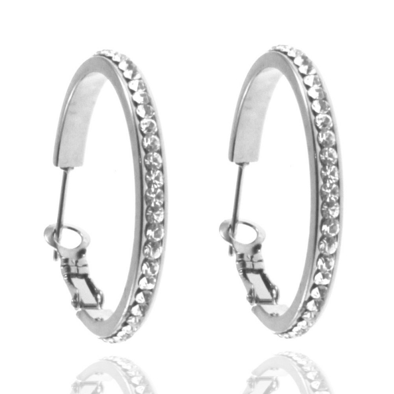 orecchini cerchio donna acciaio e strass