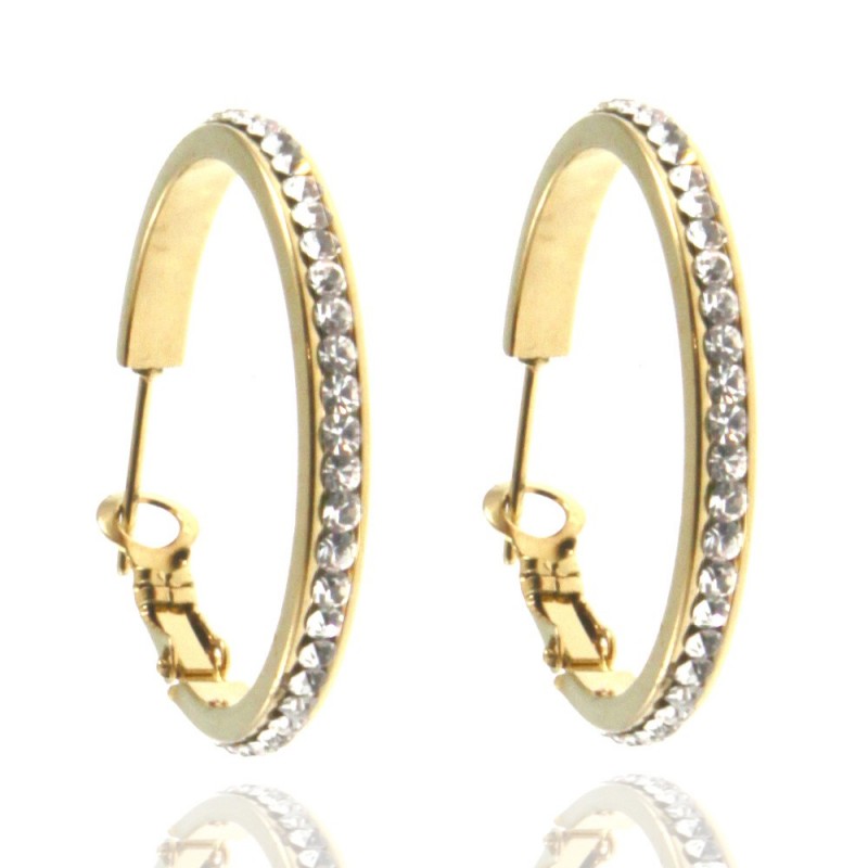 orecchini cerchio donna acciaio e strass