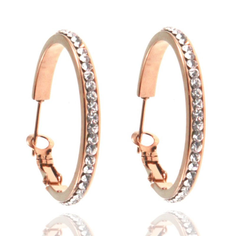 orecchini cerchio donna acciaio e strass