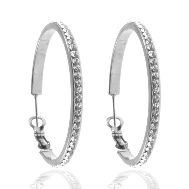 orecchini cerchio donna acciaio e strass