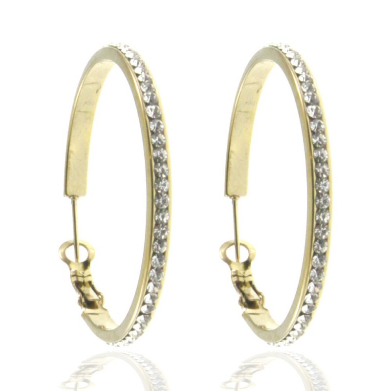 orecchini cerchio donna acciaio e strass
