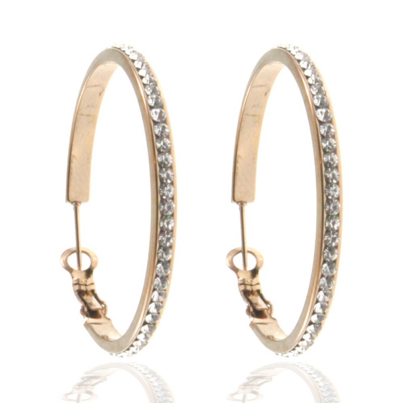 orecchini cerchio donna acciaio e strass