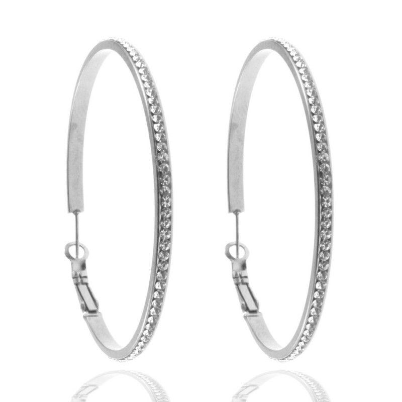 orecchini cerchio donna acciaio e strass