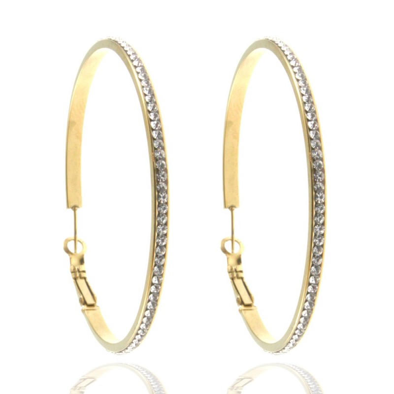 orecchini cerchio donna acciaio e strass