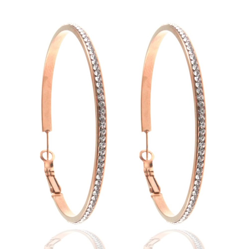 orecchini cerchio donna acciaio e strass