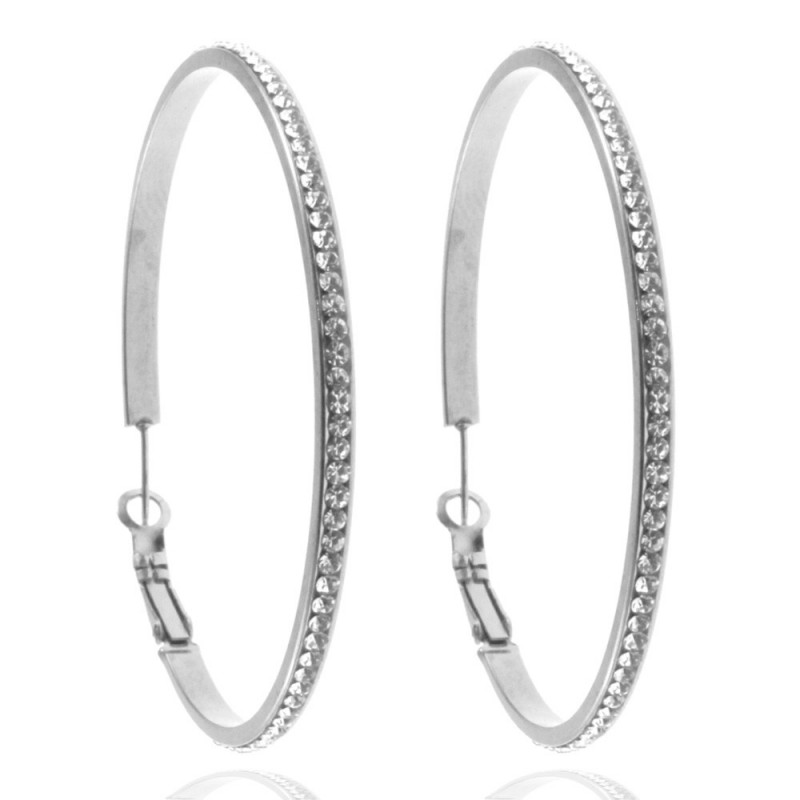orecchini cerchio donna acciaio e strass
