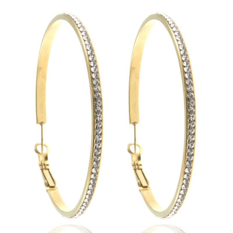 orecchini cerchio donna acciaio e strass