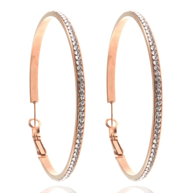 orecchini cerchio donna acciaio e strass